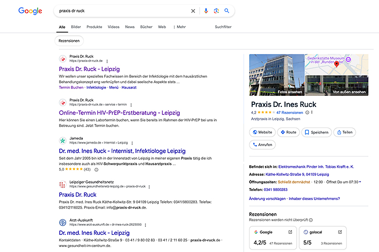 Das Bild zeigt eine Google Suchergebnisseite